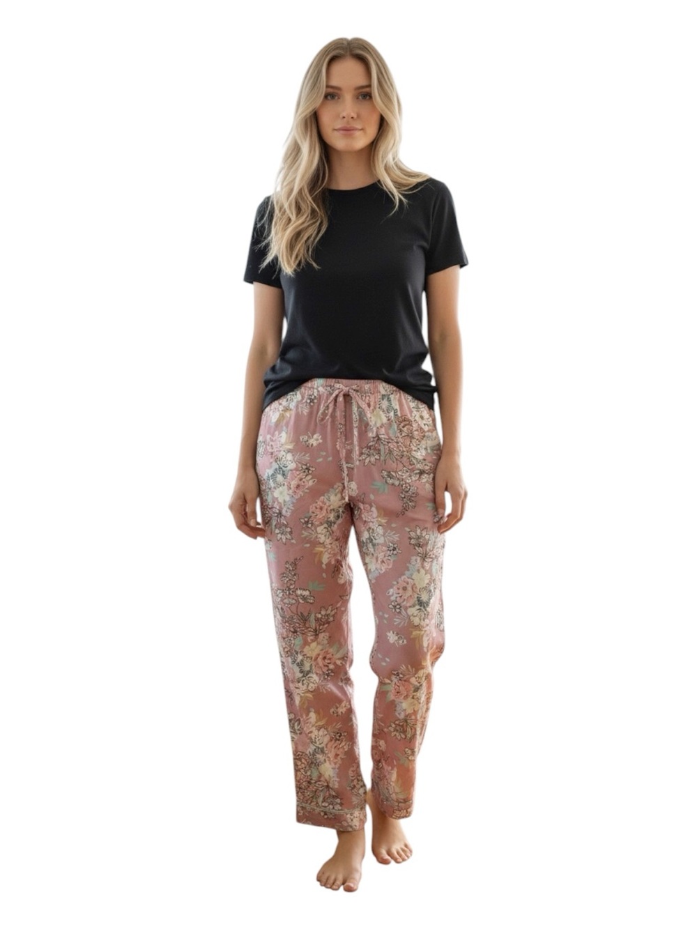Cupcakes and Cashmere pink floral satin pajama pants size L